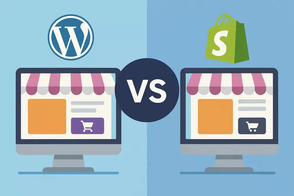 Porównanie platform e-commerce WordPress i Shopify.